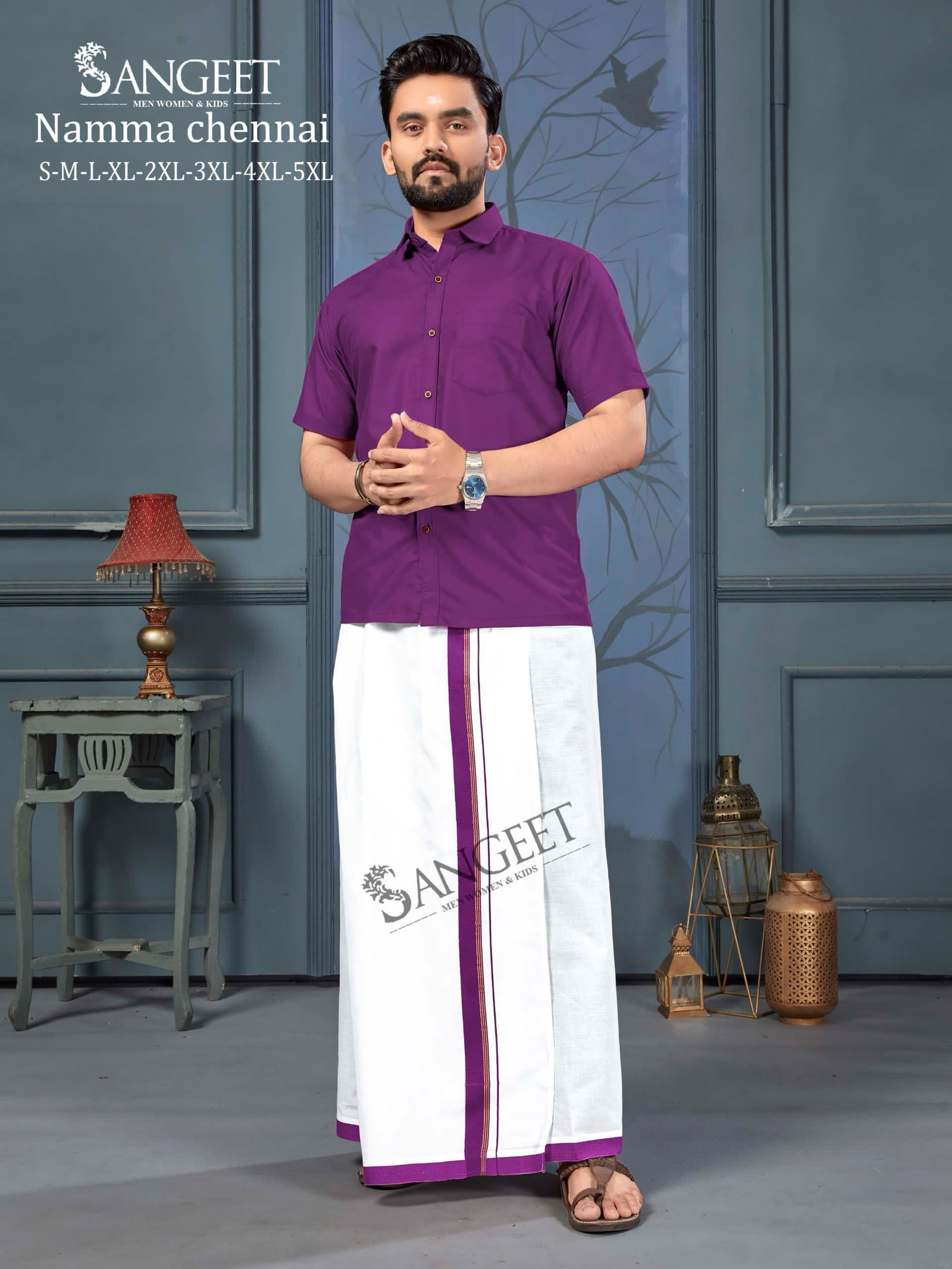 Sangeet Namma Chennai Cotton Slub Shirt With Vesti Surat Wholesale Online